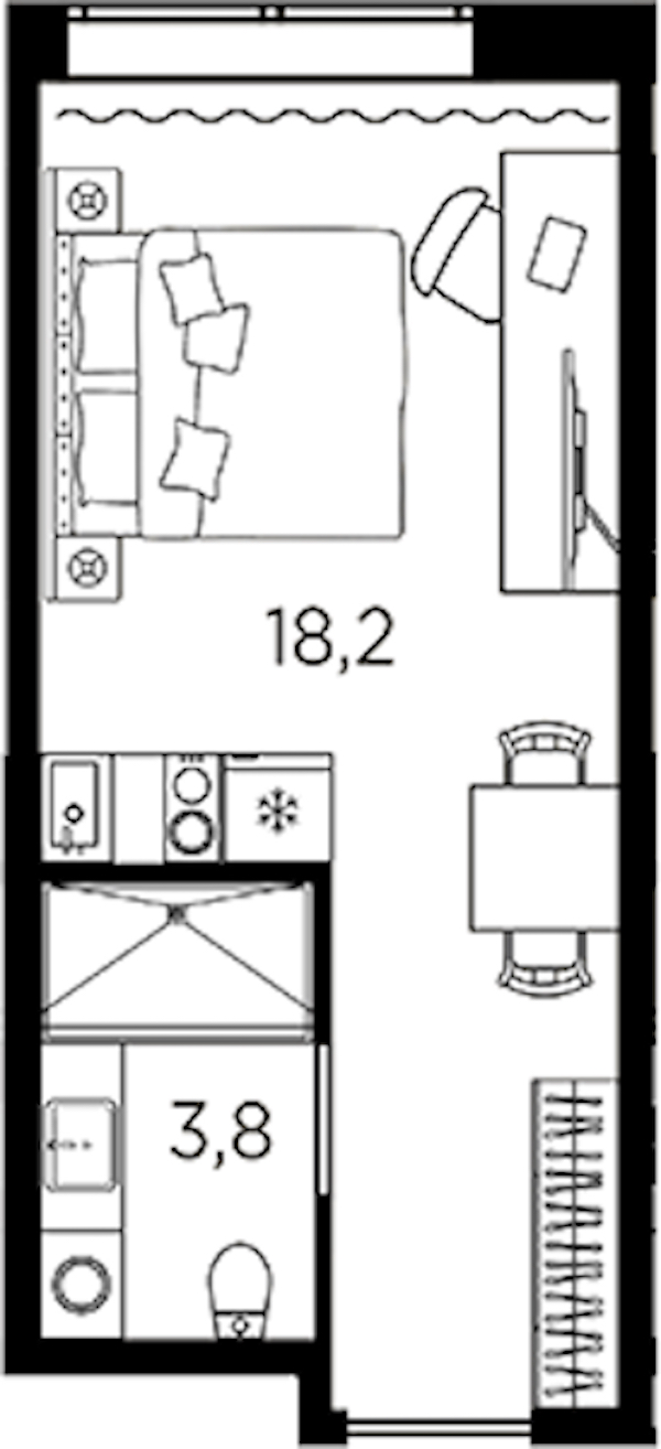 Квартира студия 22 м², 2/13 эт., ЖК «AVENIR Industrial»